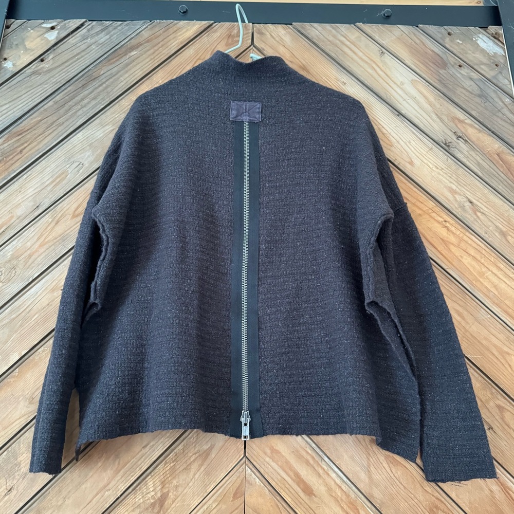 Free People Arctic Fox Sweater XS charcoal wool blend zipper oversized - Picture 6 of 14